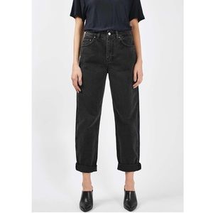 TOPSHOP Moto Black New Boyfriend Mid Rise Loose Fit Jeans Size W26 L32 NWT